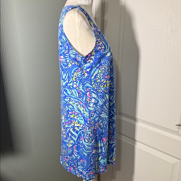 Lilly Pulitzer Blue Pima Cotton Sleeveless V-Neck Dress Size M - Picture 7 of 8